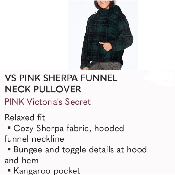 PINK Victoria’s Secret Sherpa Funnel Neck Pullover Hoodie Sweater Size L - Picture 12 of 12
